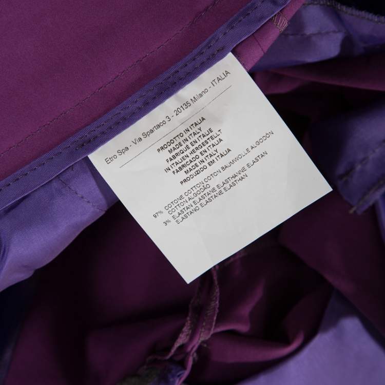 Pre Owned Etro Purple Cotton Tailored Trousers M