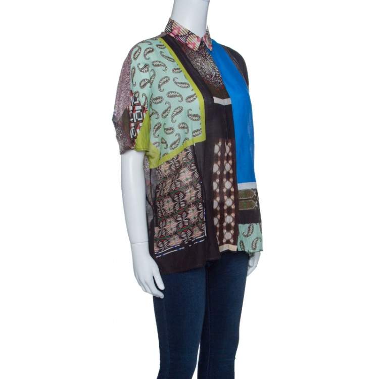 Pre Owned Etro Multicolor Printed Cotton Oversized Shirt M