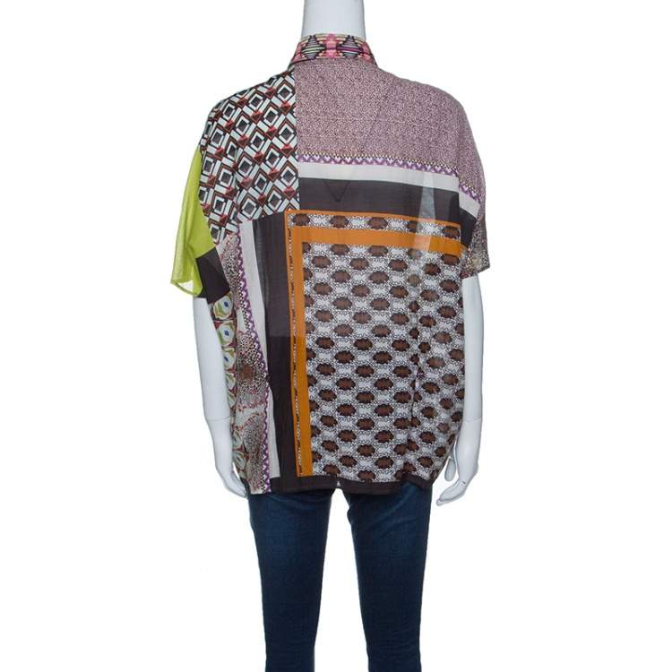 Pre Owned Etro Multicolor Printed Cotton Oversized Shirt M