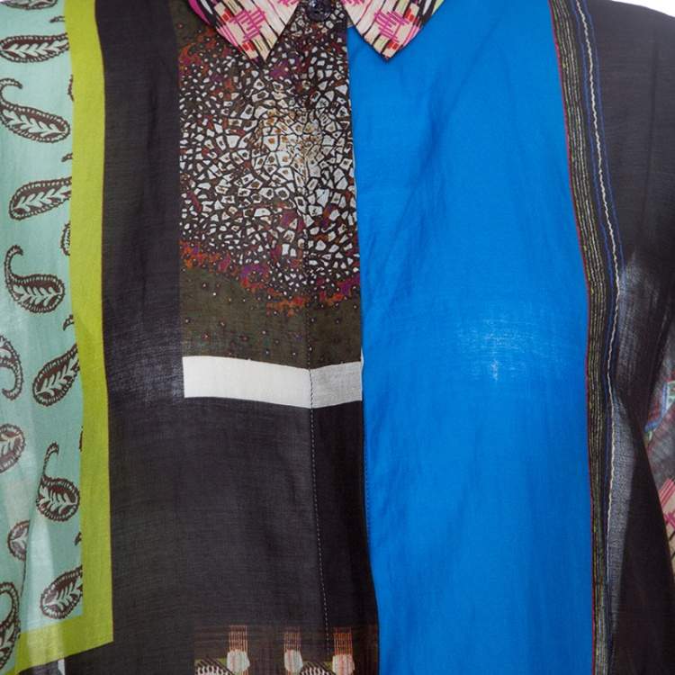 Pre Owned Etro Multicolor Printed Cotton Oversized Shirt M