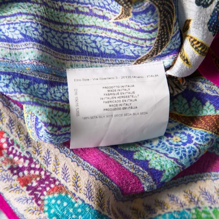 Pre Owned Etro Multicolor Printed Silk Gauze Long Sleeve Dress M