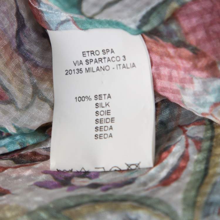 Pre Owned Etro Multicolor Floral Printed Silk Long Sleeve Blouse S