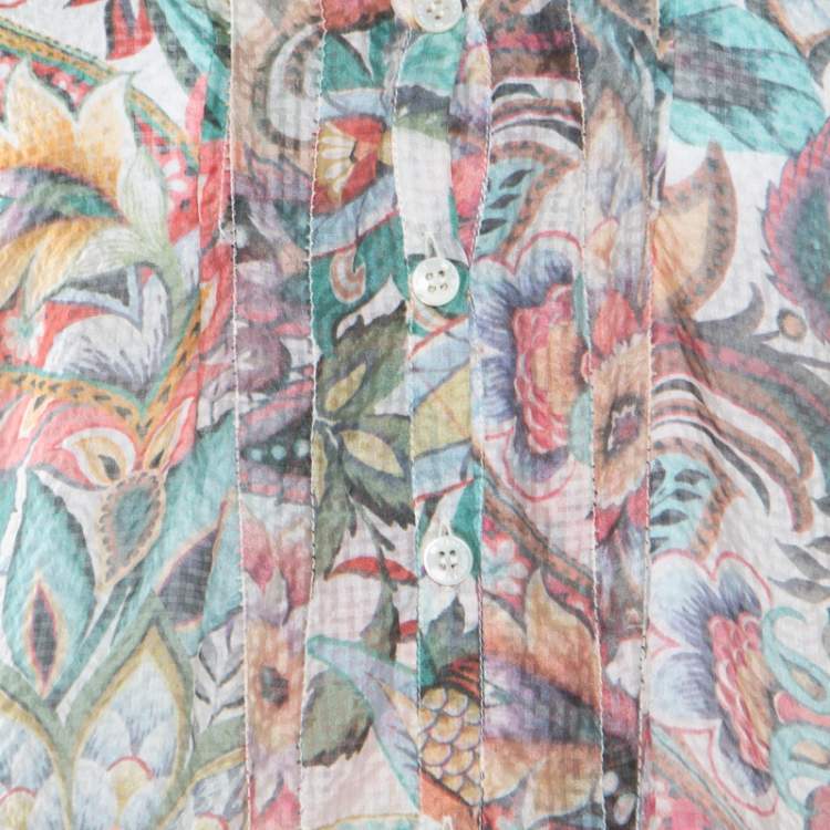 Pre Owned Etro Multicolor Floral Printed Silk Long Sleeve Blouse S