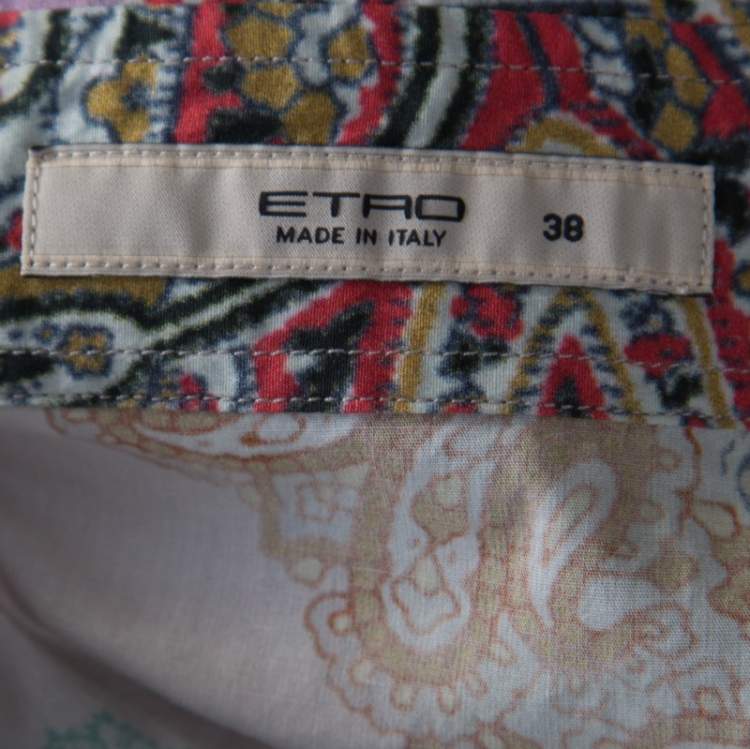 مملوكة مسبقًا Etro Multicolor Printed Stretch Cotton Long Sleeve Button Front Shirt S