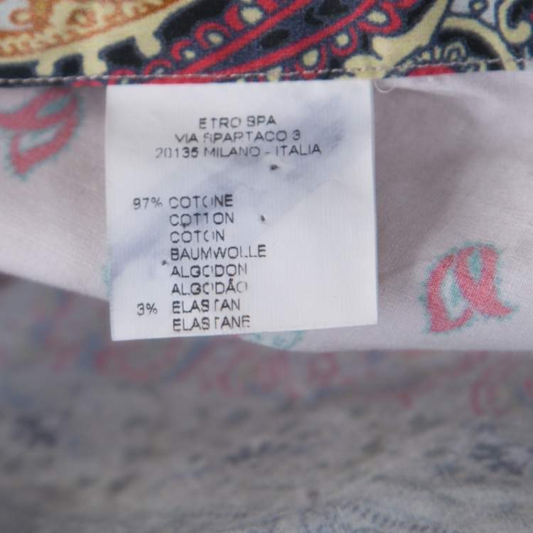 مملوكة مسبقًا Etro Multicolor Printed Stretch Cotton Long Sleeve Button Front Shirt S