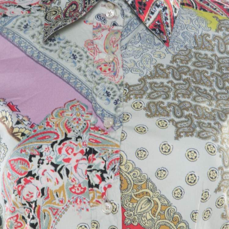 مملوكة مسبقًا Etro Multicolor Printed Stretch Cotton Long Sleeve Button Front Shirt S