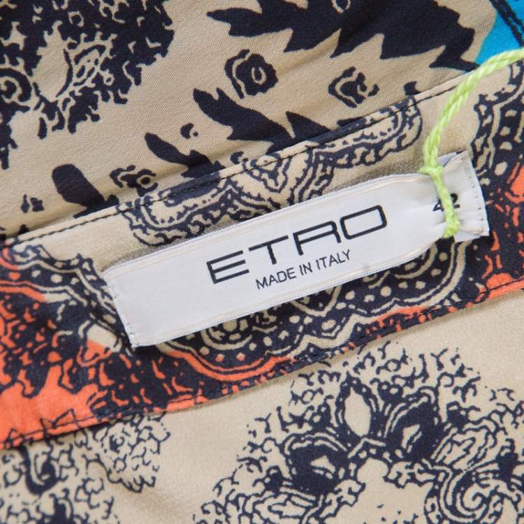 Pre Owned Etro Multicolor Printed Silk Bustier Maxi Wrap Dress M
