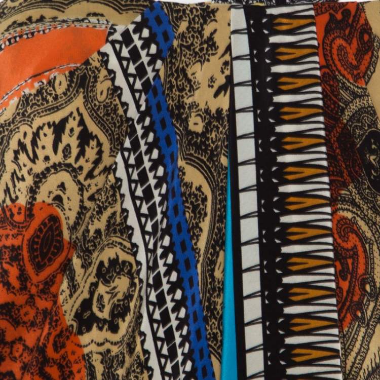 Pre Owned Etro Multicolor Printed Silk Bustier Maxi Wrap Dress M