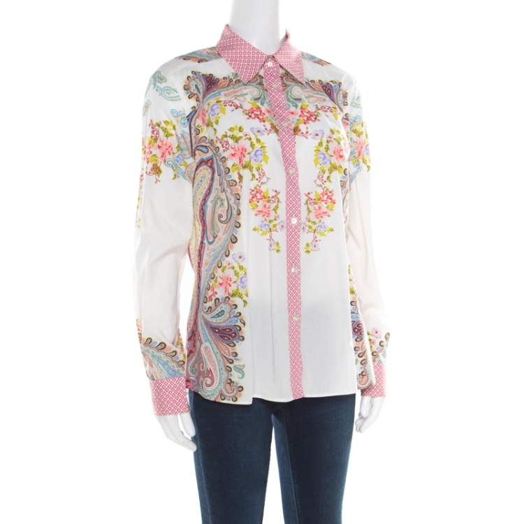 Pre Owned Etro Multicolor Floral and Paisley Printed Long Sleeve Shirt L
