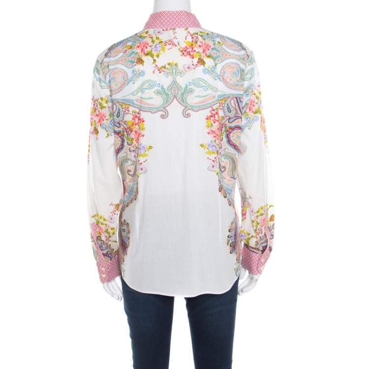 Pre Owned Etro Multicolor Floral and Paisley Printed Long Sleeve Shirt L