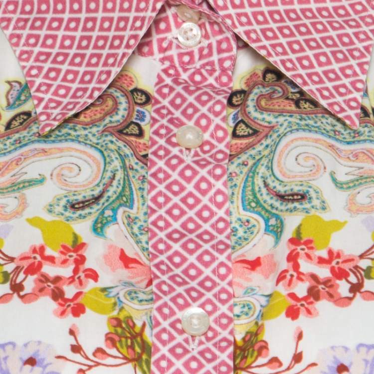 Pre Owned Etro Multicolor Floral and Paisley Printed Long Sleeve Shirt L