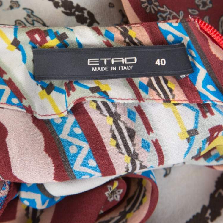 Pre Owned Etro Multicolor Printed Silk Blouson Top S