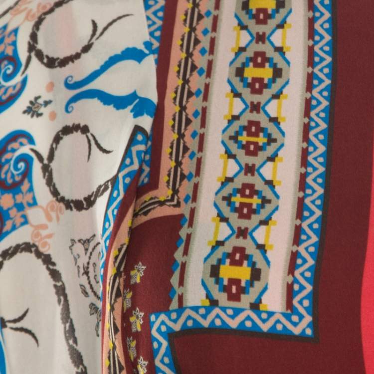 Pre Owned Etro Multicolor Printed Silk Blouson Top S