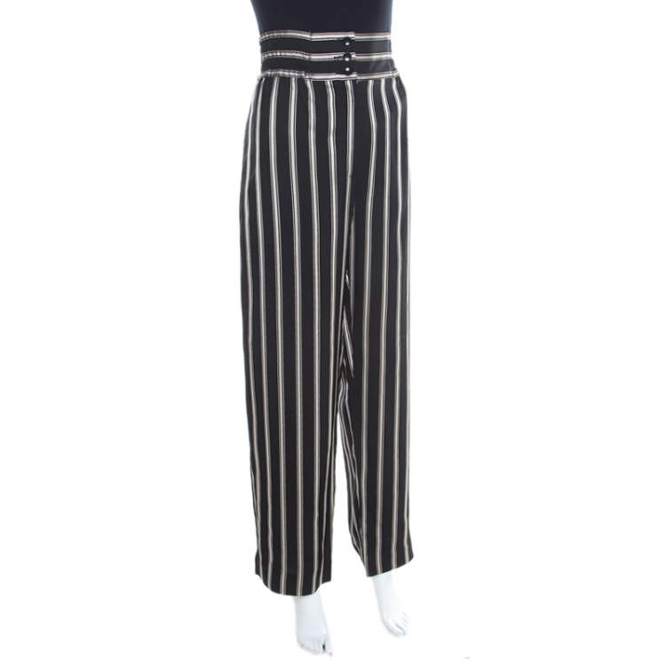 Black Elasticated-waist pinstripe-twill trousers