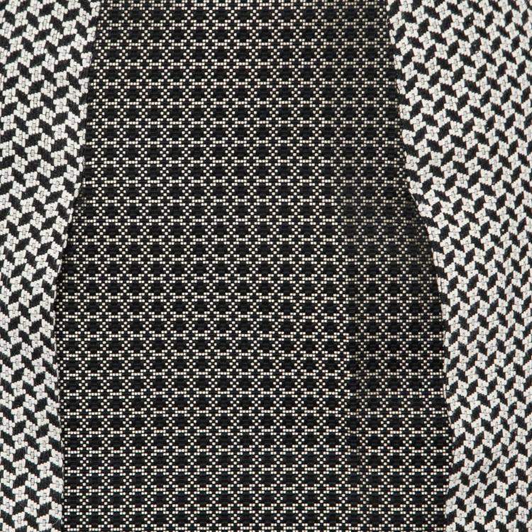 Pre Owned Etro Monochrome Cotton Blend Jacquard Paneled Pencil Skirt L
