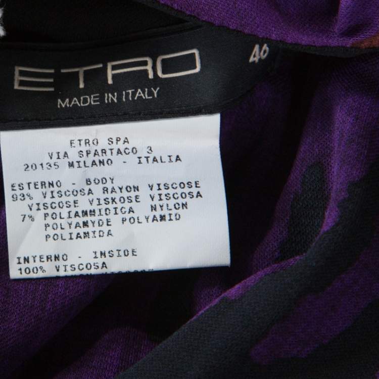 Pre Owned Etro Multicolor Printed Jersey Lace Sleeve Detail Maxi Dress L 