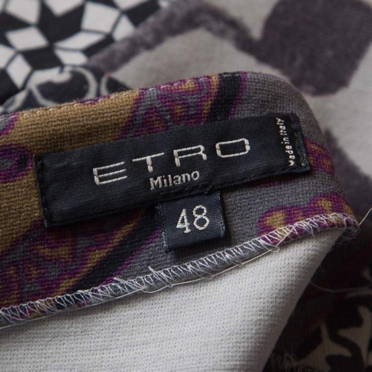 Pre Owned Etro Multicolor Abstract Printed Wool Blend Short Dress L 