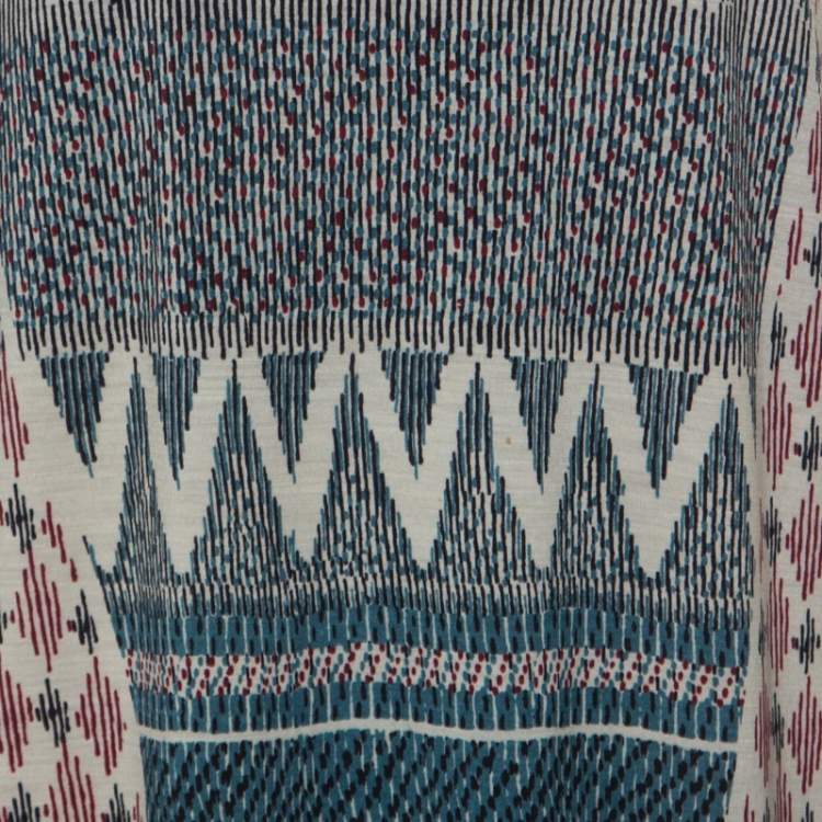 Pre Owned Etro Multicolor Abstract Print Wool Knit Sheath Dress L