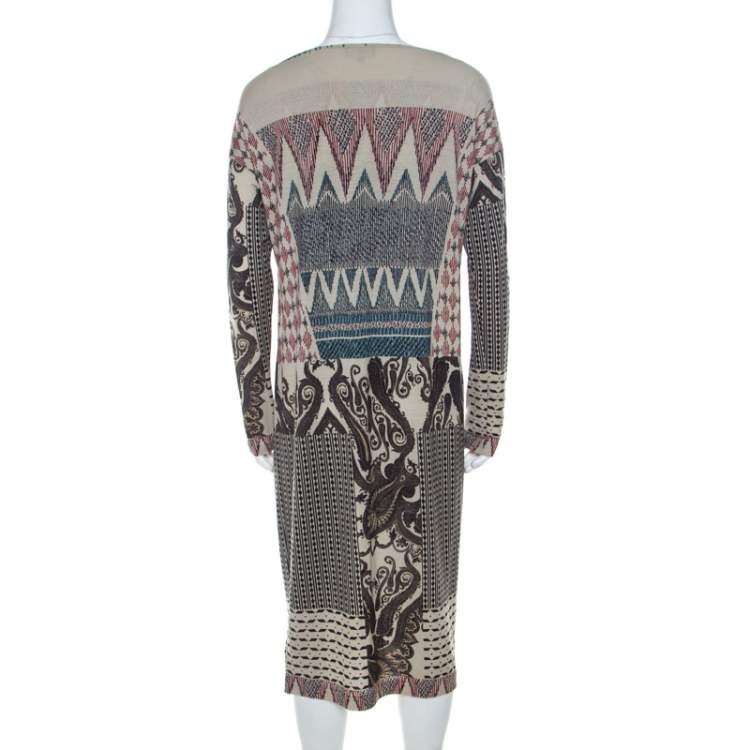 Pre Owned Etro Multicolor Abstract Print Wool Knit Sheath Dress L
