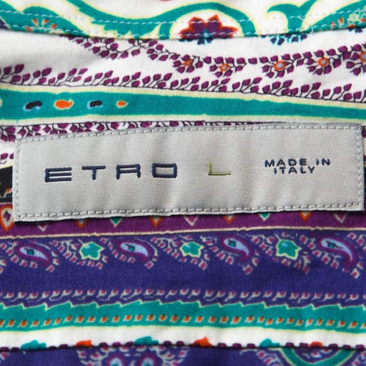 Pre Owned Etro Multicolor Paistley Print Cotton Shirt L 