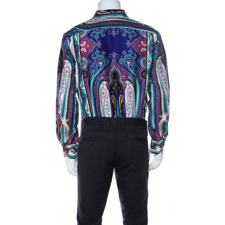 Pre Owned Etro Multicolor Paistley Print Cotton Shirt L 