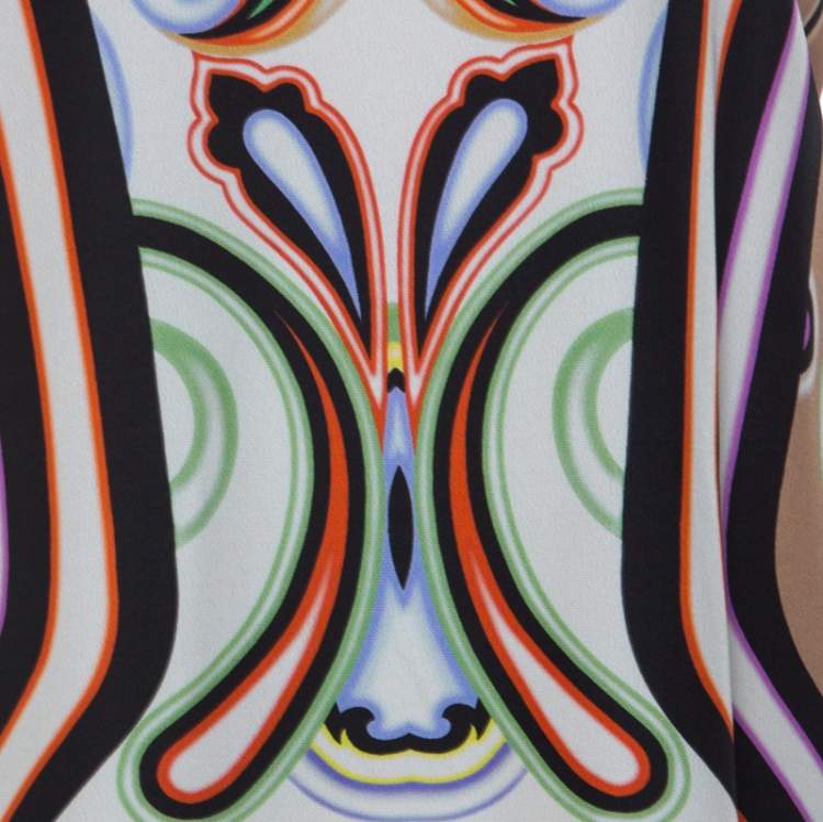 Pre Owned Etro Multicolor Printed Silk Crepe Pleated Hem Detail Midi Dress M 
