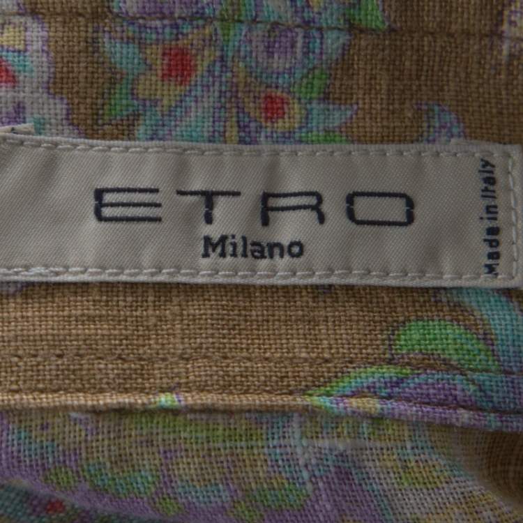 Pre Owned Etro Multicolor Paisley Print Linen Long Sleeve Button Front Shirt S