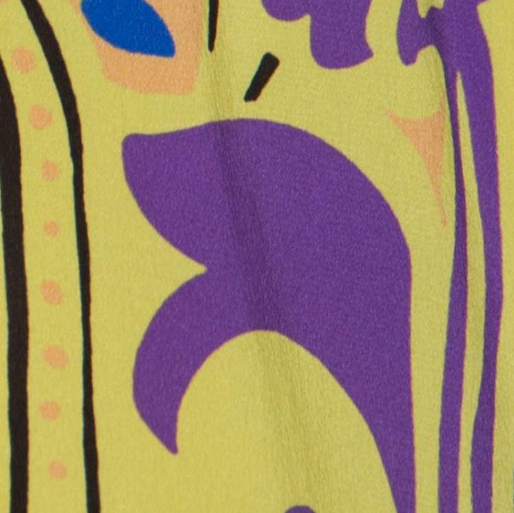 Pre Owned Etro Multicolor Printed Silk Front Pleat Detail Maxi Skirt M