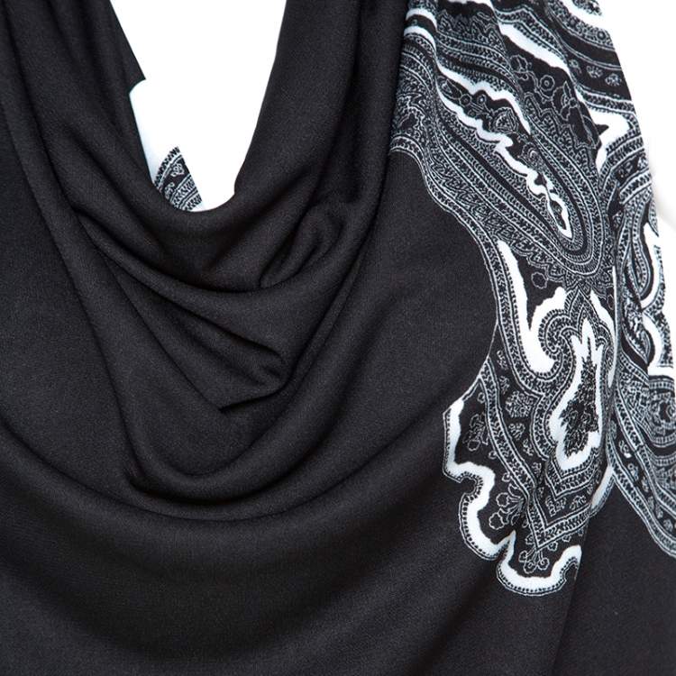 Pre Owned Etro Black Paisley Print Cowl Halterneck Maxi Dress M