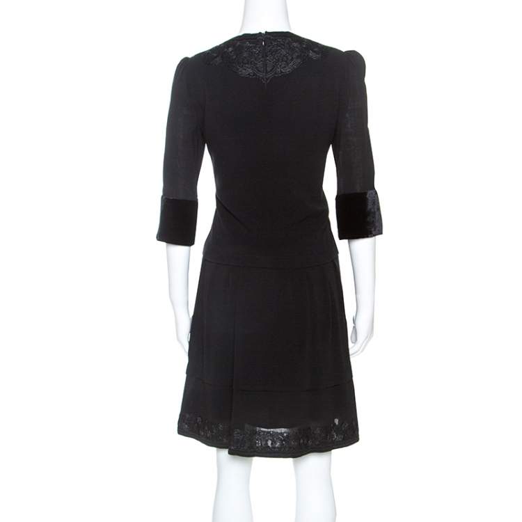 Pre Owned Etro Black Crepe Embroidery Detail Dress M