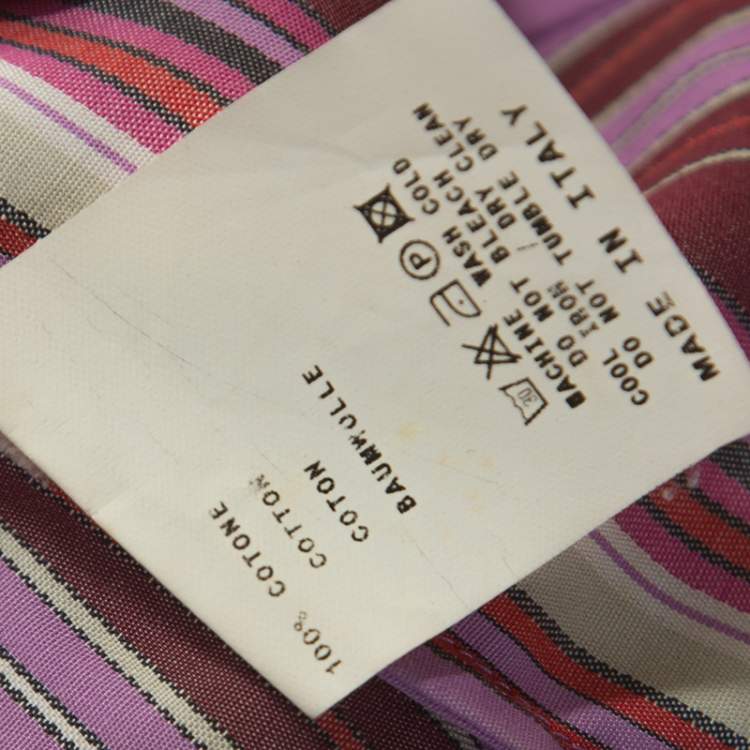 Pre Owned Etro Multicolour Striped Cotton Ruffled Detail Shirt S