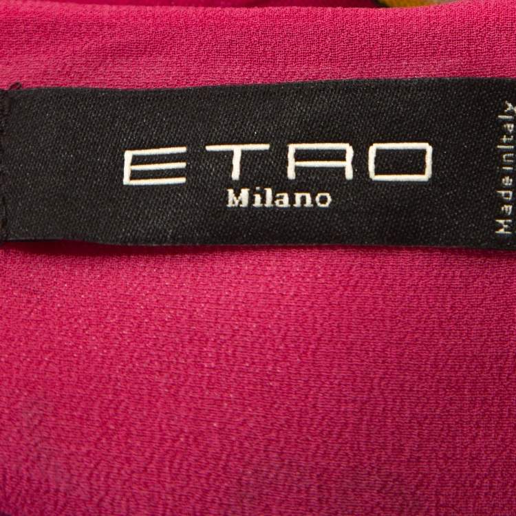 Pre Owned Etro Pink Floral Print Crepe Fringe Trim Kimono One Size
