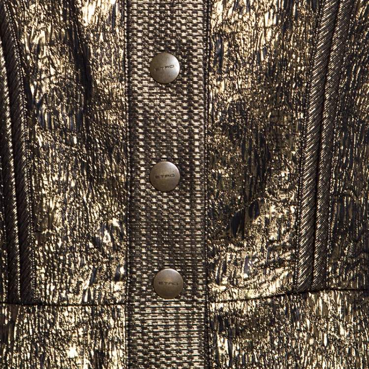 Pre Owned Etro Metallic Lurex Textured Peplum Buttoned Jacket M