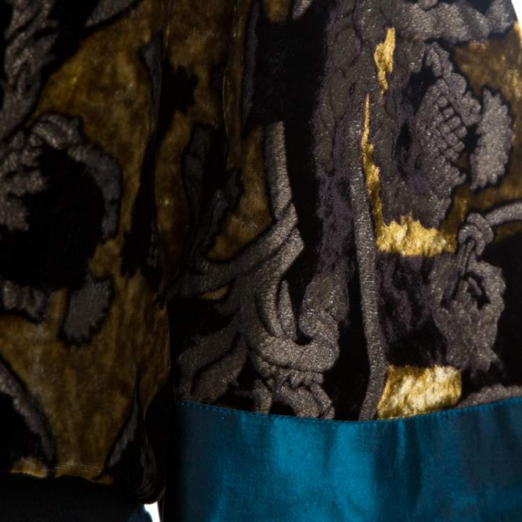 Pre Owned Etro Multicolor Velvet Jacquard Cropped Kimono Jacket S