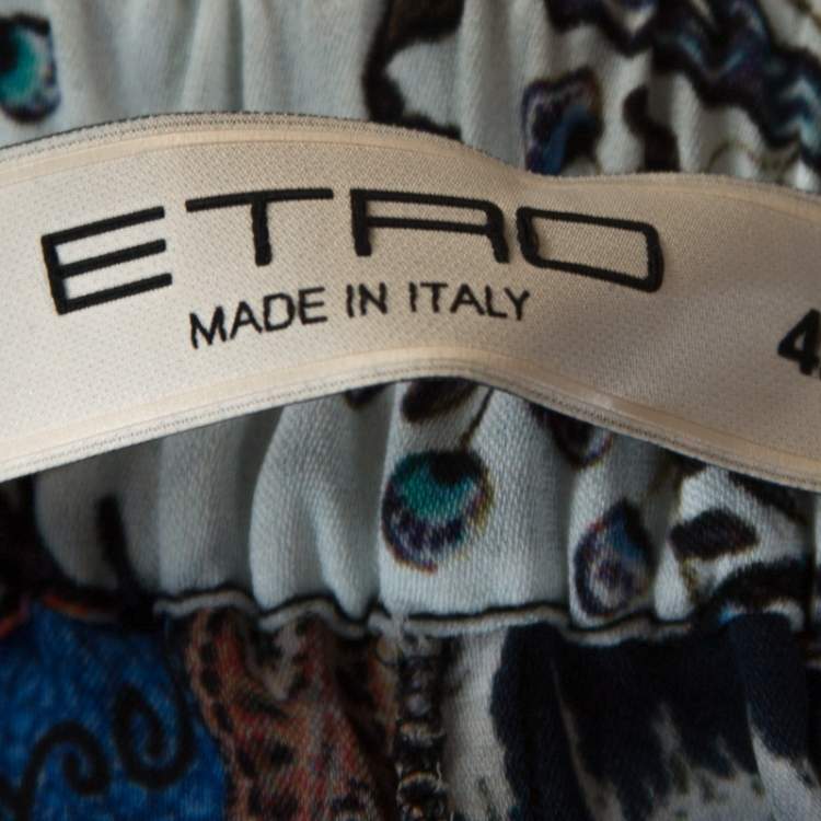 Pre Owned Etro Multicolor Paisley Printed Silk Wide Leg Pants M 