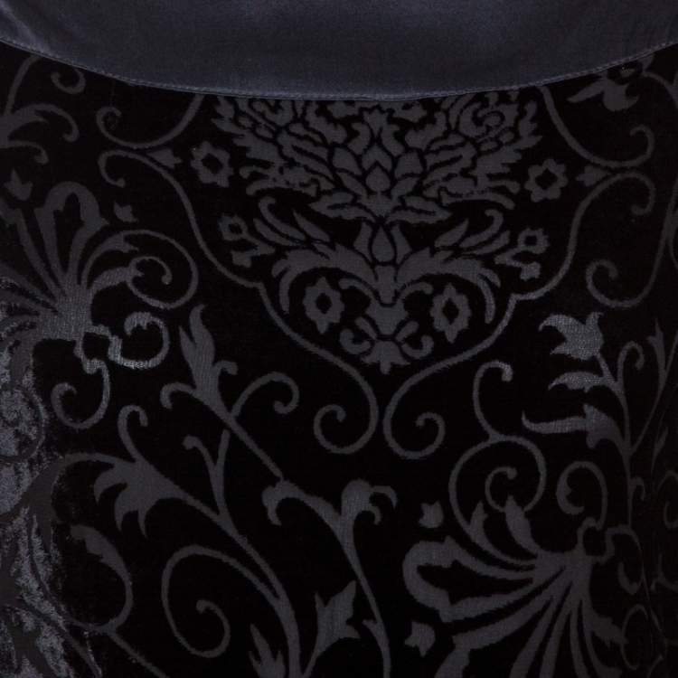 Pre Owned Etro Black Devore Velvet Maxi Dress L