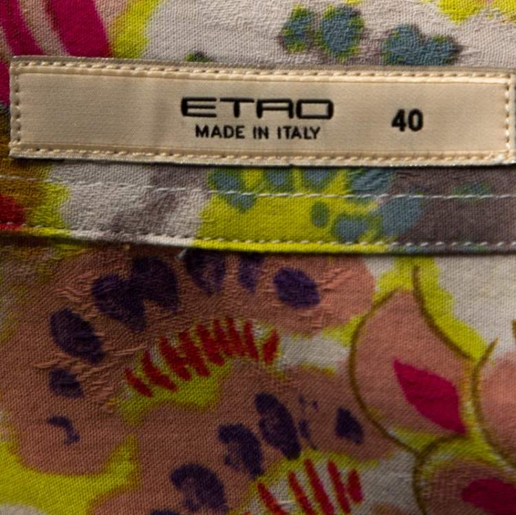 Pre Owned Etro Multicolor Crayon Floral Printed Cotton Jacquard Shirt S 