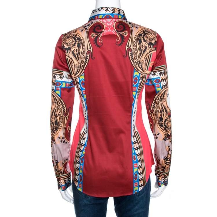 مملوكة مسبقًا Etro Multicolor Paisley Printed Cotton Tribal Accent Shirt S 