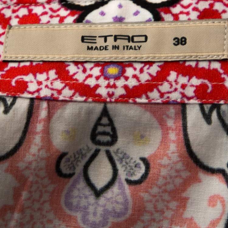 Pre Owned Etro White Paisley Printed Stretch Cotton Shirt S 