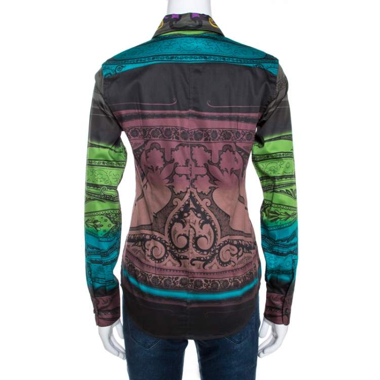 Pre Owned Etro Multicolor Gradient Printed Stretch Cotton Shirt S