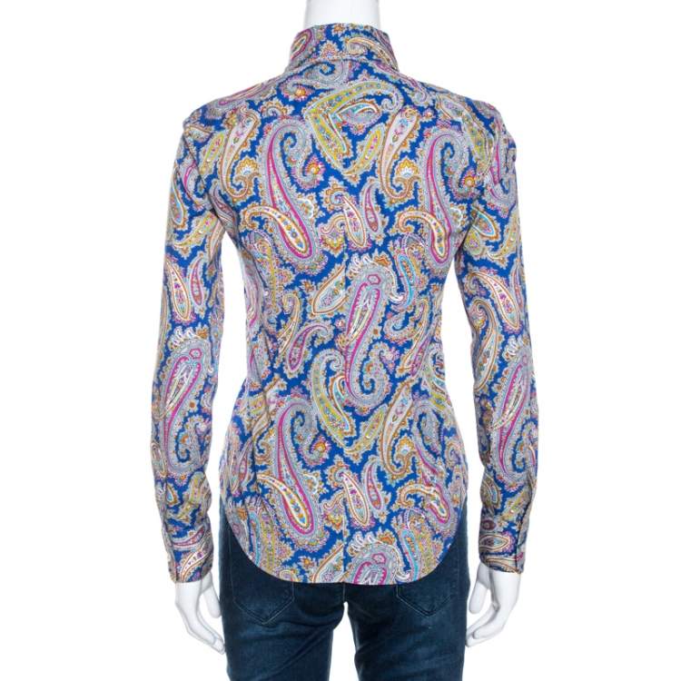Pre Owned Etro Multicolor Paisley Print Stretch Cotton Shirt S