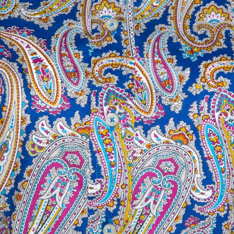 Pre Owned Etro Multicolor Paisley Print Stretch Cotton Shirt S