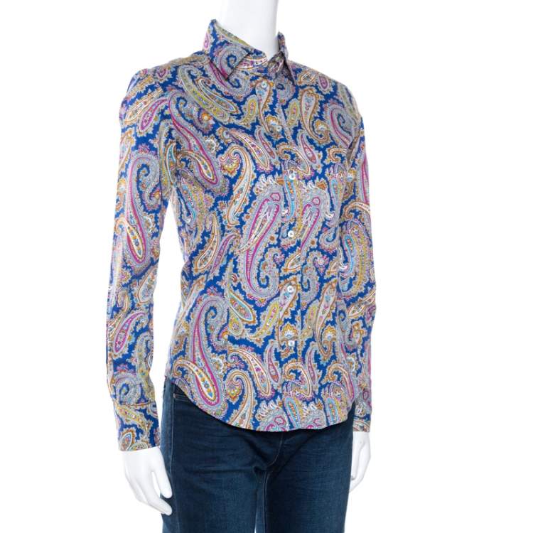Pre Owned Etro Multicolor Paisley Print Stretch Cotton Shirt S