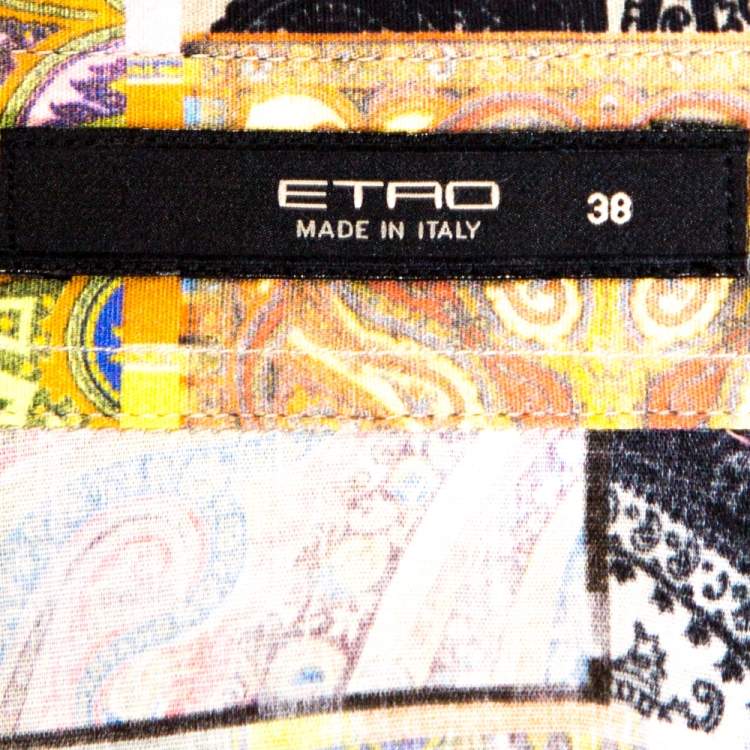 Pre Owned Etro Green Paisley Patch Print Stretch Cotton Shirt S