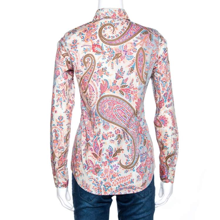 مملوكة مسبقًا Etro Multicolor Paisley Print Stretch Cotton Shirt S