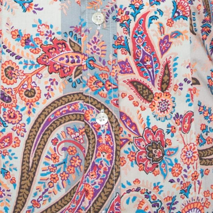 مملوكة مسبقًا Etro Multicolor Paisley Print Stretch Cotton Shirt S