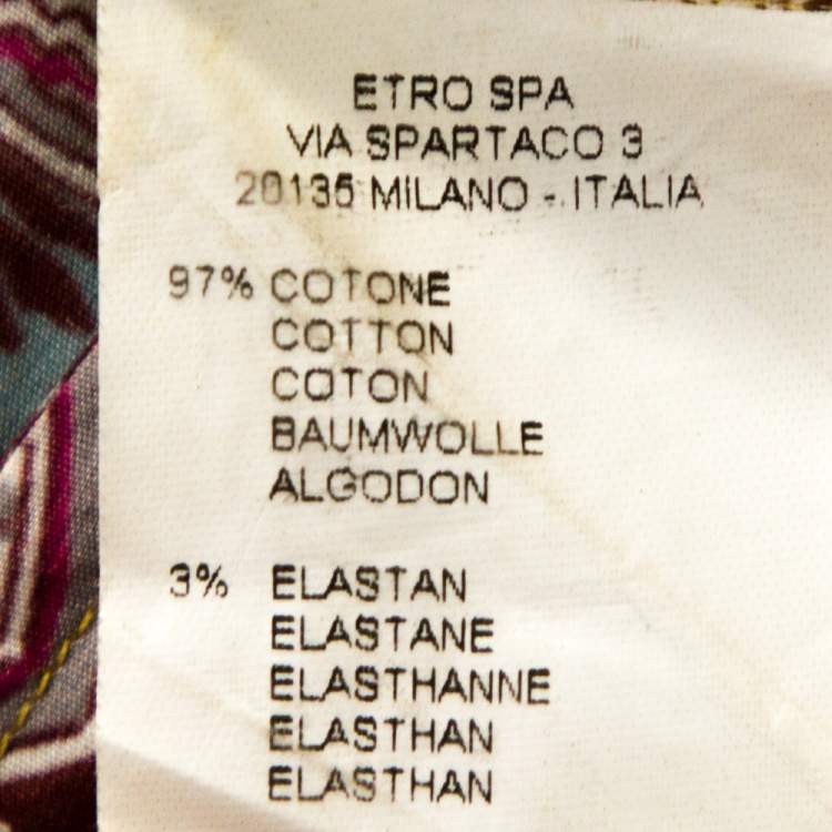 مملوكة مسبقًا Etro Yellow Floral Paisley Print Stretch Cotton Shirt S