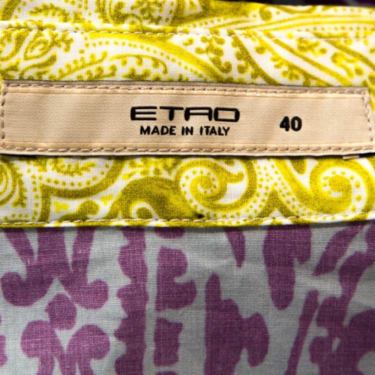 Pre Owned Etro Multicolor Panelled Paisley Print Stretch Cotton Shirt S