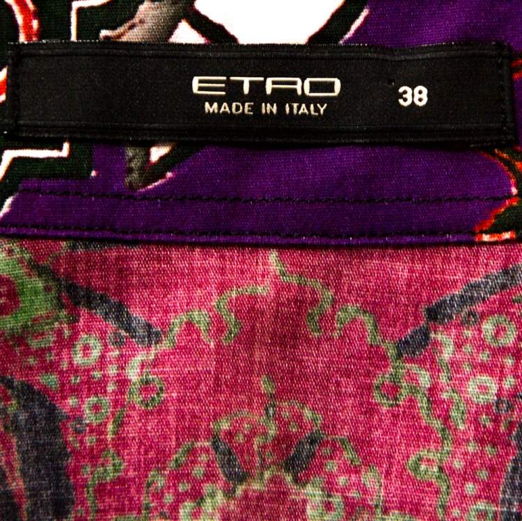 Pre Owned Etro Multicolor Abstract Floral Print Stretch Cotton Shirt S