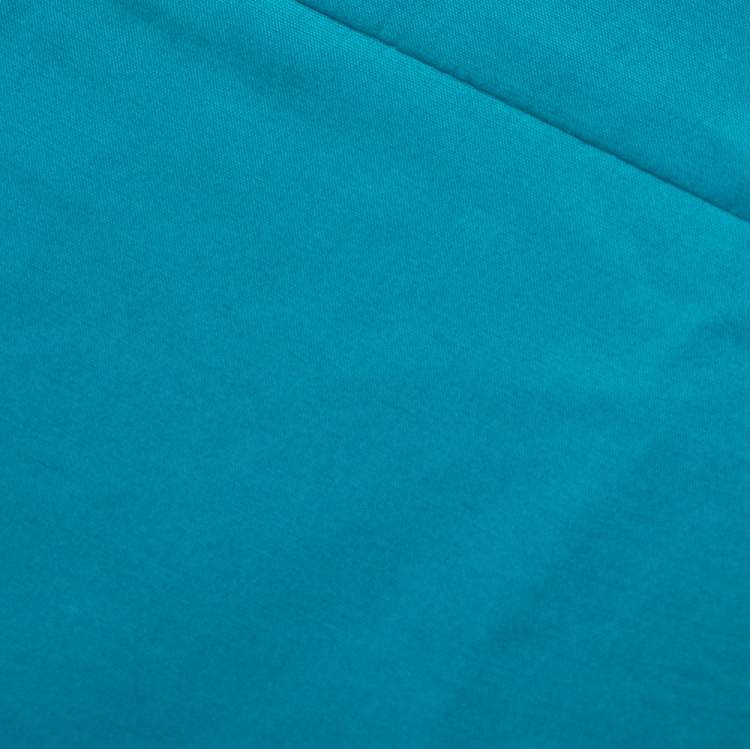 Pre Owned Etro Jade Green Stretch Cotton Cuffed Hem Tailored Trousers L